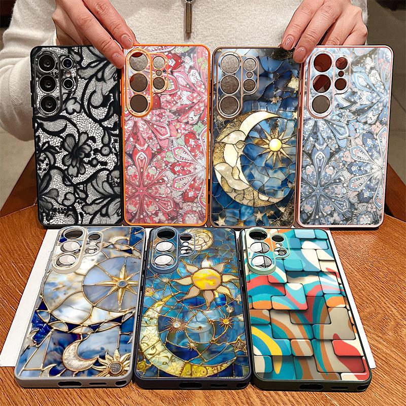 Vintage European Style Case For Samsung Galaxy S26 Ultra S25 Edge S24 Plus S23 FE S22 A17 A54 A55 A56 A57 5G Magnetic For Magsafe Matte Cover Moon Sun