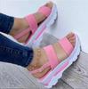 Summer New Large-size Women's Shoes Wide-sided One-word Buckle with Thick-soled Wedge Heel Fish Mouth Sandals Women