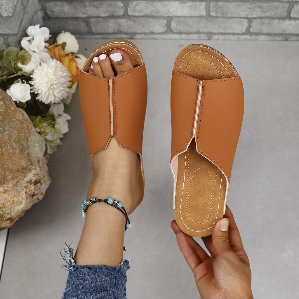 Wedge heel stylish simple and lightweight one-pedal fashion sandals slippers women