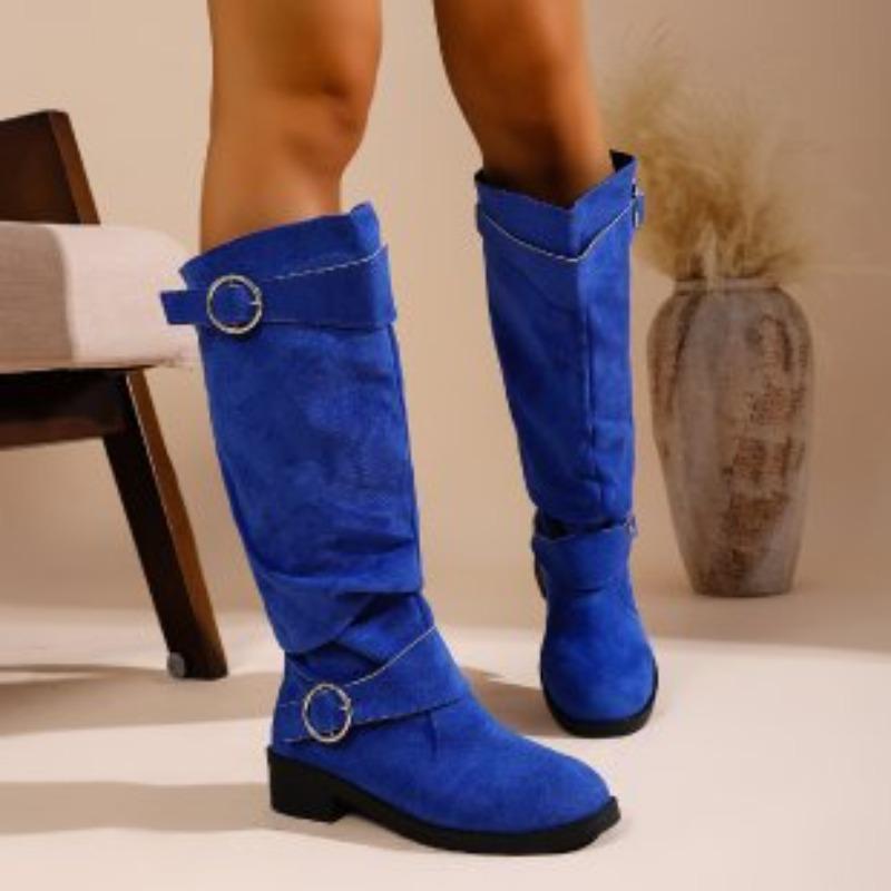 Autumn and winter new pleated piled boots women's new thin thick heel thick sole suede fashion boots but knee boots