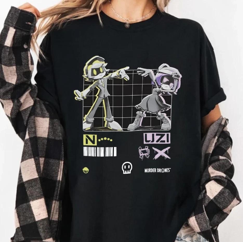 Murder Drones N & Uzi Unisex T-Shirt Graphic Anime Tee Gift Shirt Fan Merch S