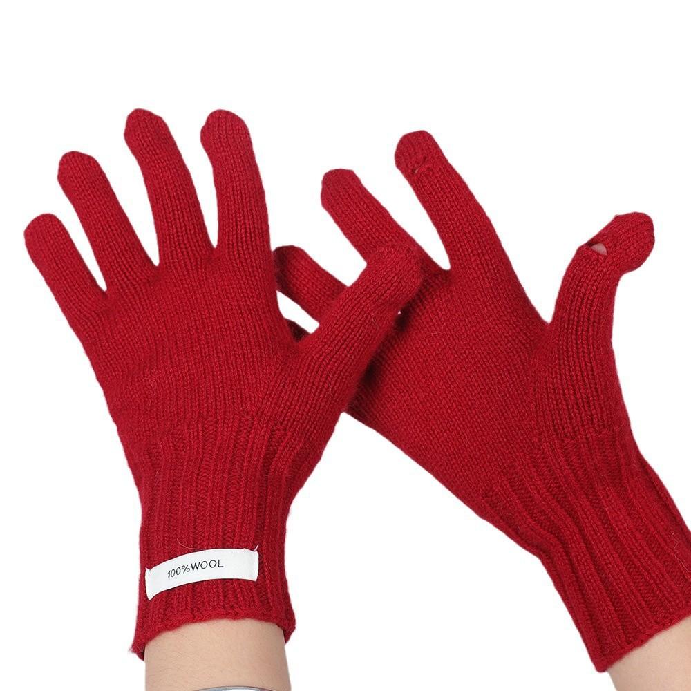 New Winter Solid Color Wool Retro Knitted Gloves with Fingers Exposed Touch Screen Atmosphere Keep Warm and Cold
