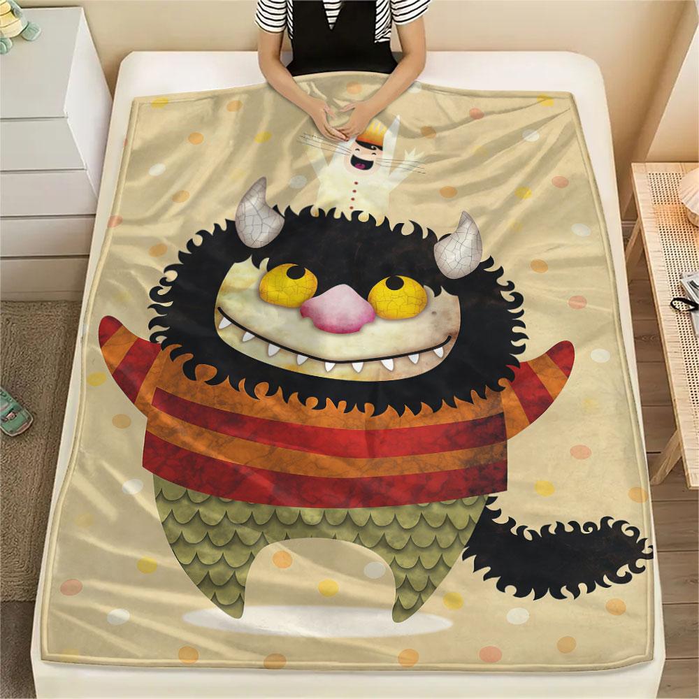1PC Where the Wild Things Are Patterned Flannel Blanket Suitable For All Seasons for Home Decor Warmth and Comfort Gifts Holiday Present