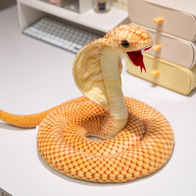 Realistic Cobra Plush Snake Toy - Stuffed Anaconda Prank Gift for Boys