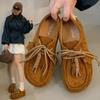 Fashion 2025 Early Autumn Doudou Shoes New Soft-soled Tassel Flat-soled Retro Lazy Slip-on Women's Singles