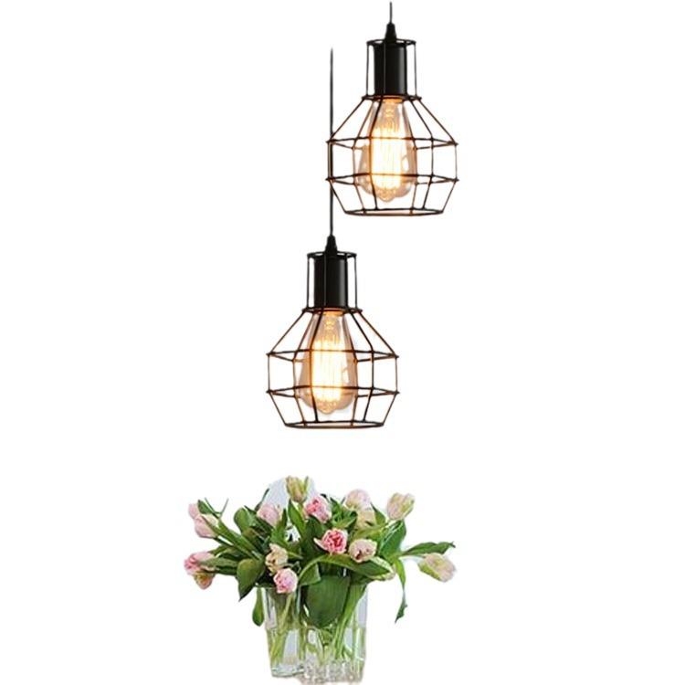 Retro Żelazo Industrialny Styl Granatowy Trójgłowicowy Jadalniany Żyrandol Abażur Nordic Minimalistyczny LED Restauracja Żyrandol