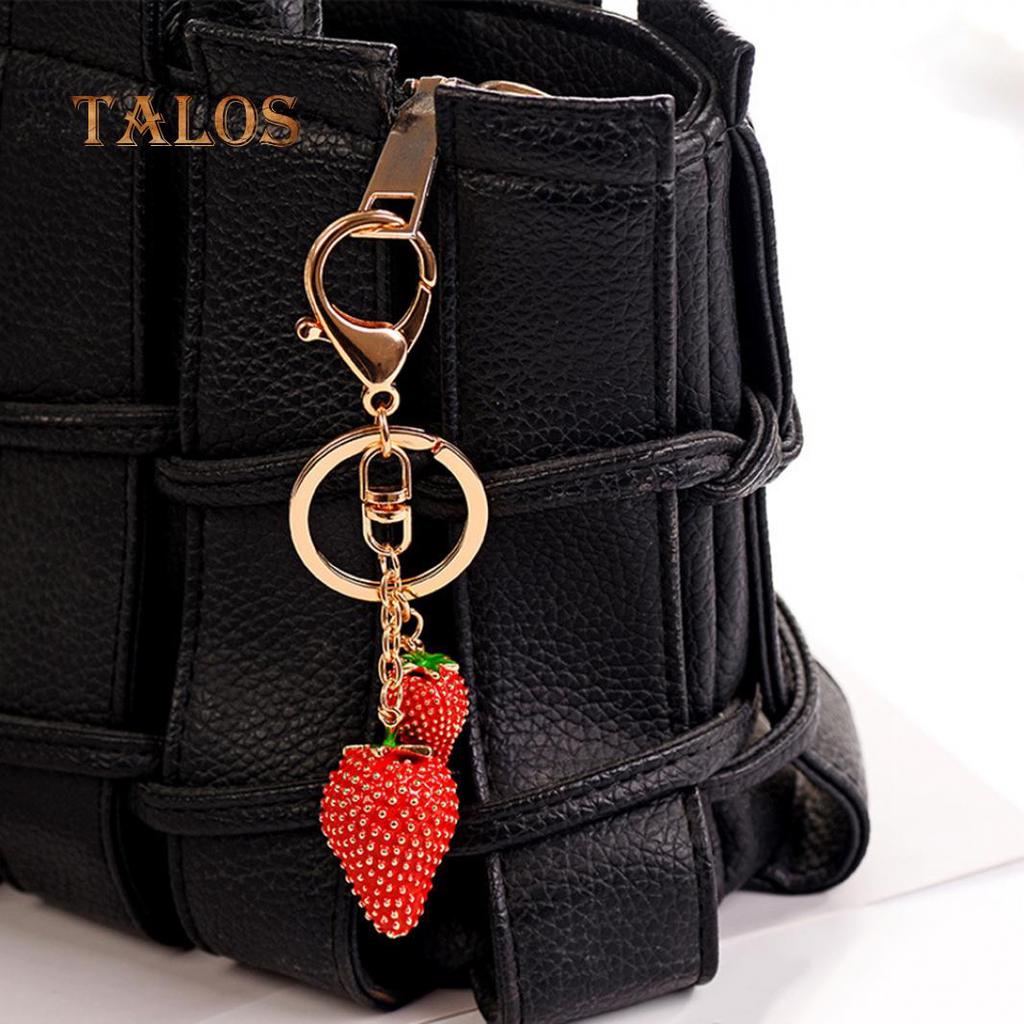 Women Fashion Strawberry Fruit Keychain Key Ring Bag Hanging Ornament Pendant Suspension Trinket