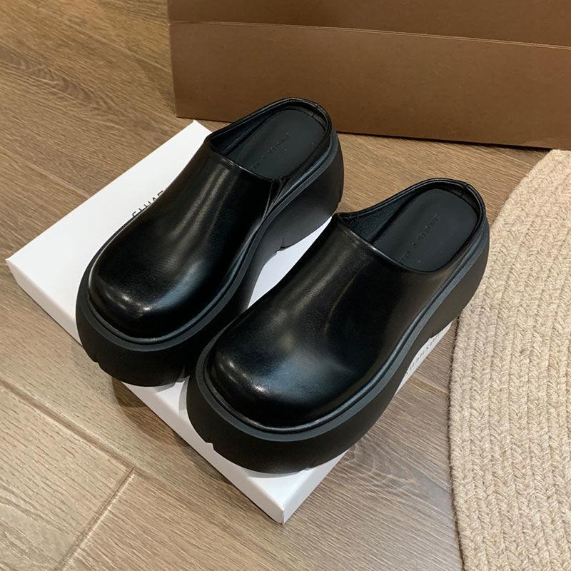 Slipper Damen Plateau Erhöhung 2025 Taschenkopf Hausschuhe klein super hoher Absatz Muffin Spice Girl Amerikanische Plateauschuhe