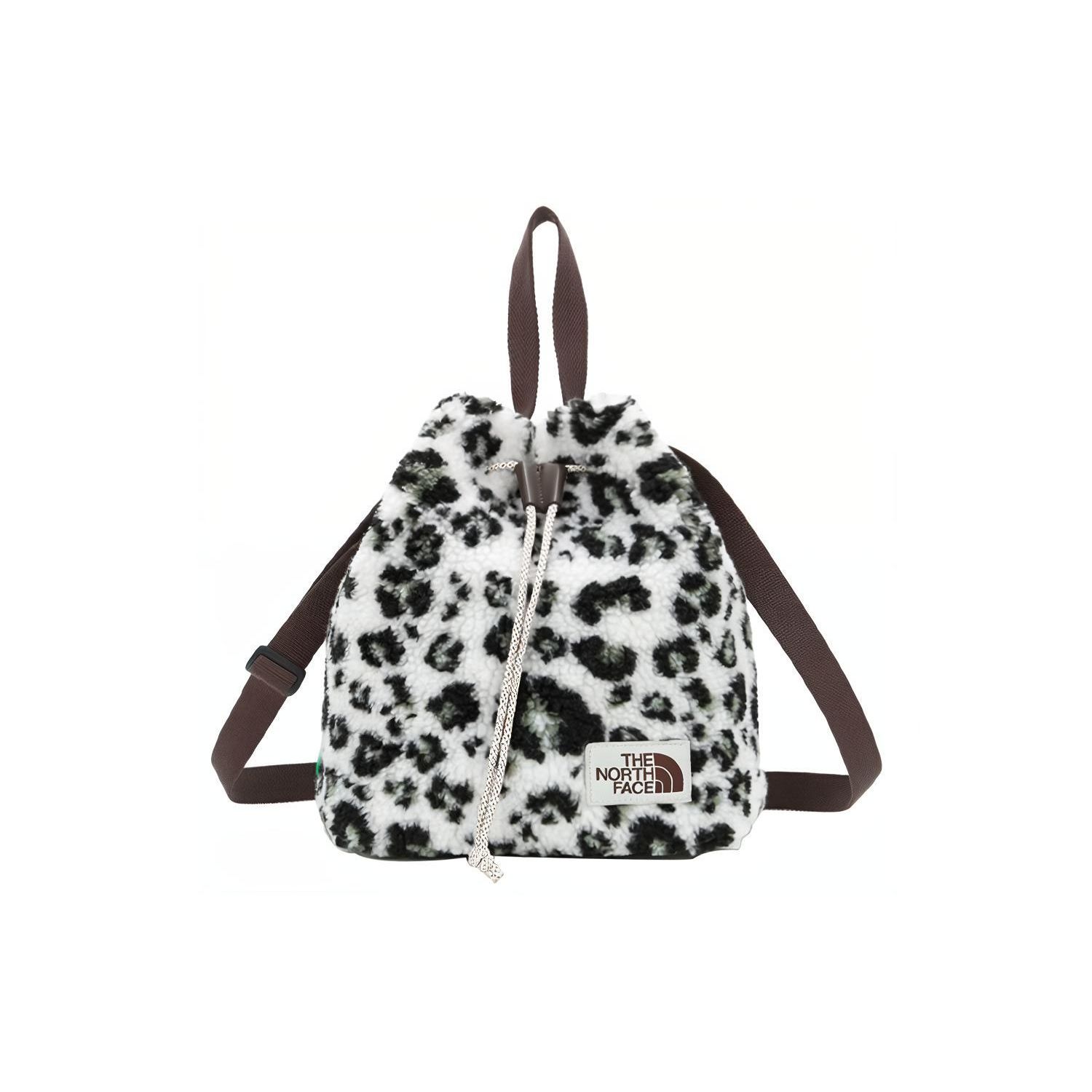 The North Face 7L Korean Style White Label Logo Bucket Bag Unisex Bags Black Leopard-Print NN2PM53L-BAODAI Black White Leopard Print