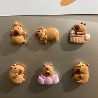 6pcs, Cartoon Capybara Animals Theme Fridge Magnets Set, Cute Funny Decorative Refrigerator Magnets, Decorative Whiteboard