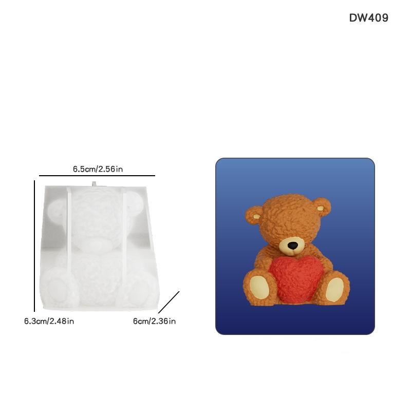 

3D Bear Silicone Mold Heart Bouquet Shape Candle Soap Resin Plaster Chocolate Mold for DIY Craft Home Decor Gift