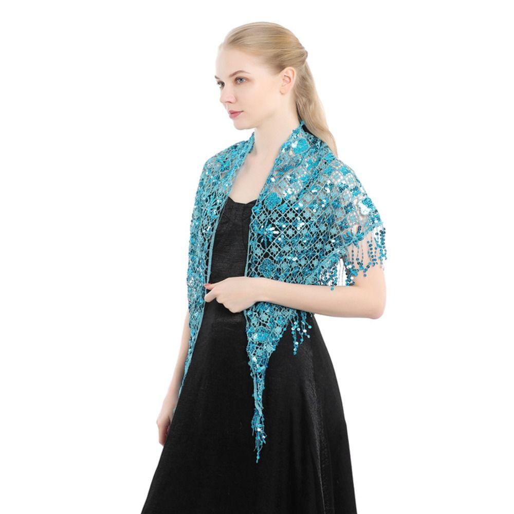 Sequins Sequins Tassel Shawls Tassels Belly Dancing Scarf Triangle Shawl  Banquet Evening Dresses