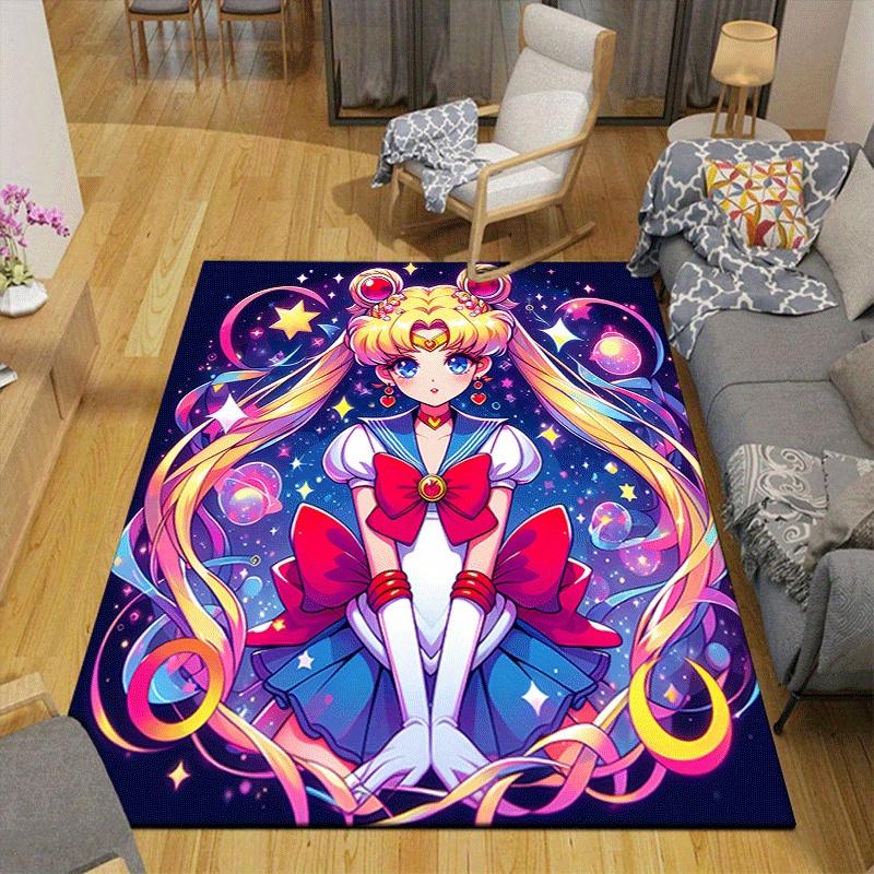 1pc Sailor Moon Pattern Area Rug, Anti Slip Non Shedding Stain Resistant Carpet