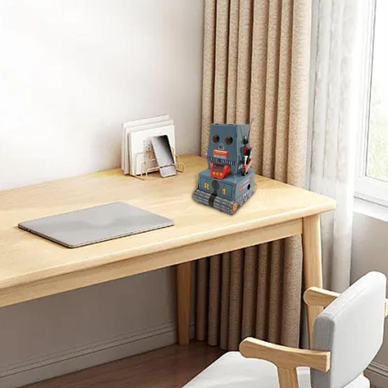 Novelty Windup Model Robot Toy Fun Walking Robot Figurine Children Birthday Gift Iron Tin Toy Theme Event Decoration