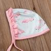 Sommer-Badebekleidung für Babys, Mädchen, ärmellos, mit Schleife, niedlicher Tierdruck, rückenfrei, einteiliger Badeanzug + Rüschenmütze, Kinder, 2-teilig, Strandmode