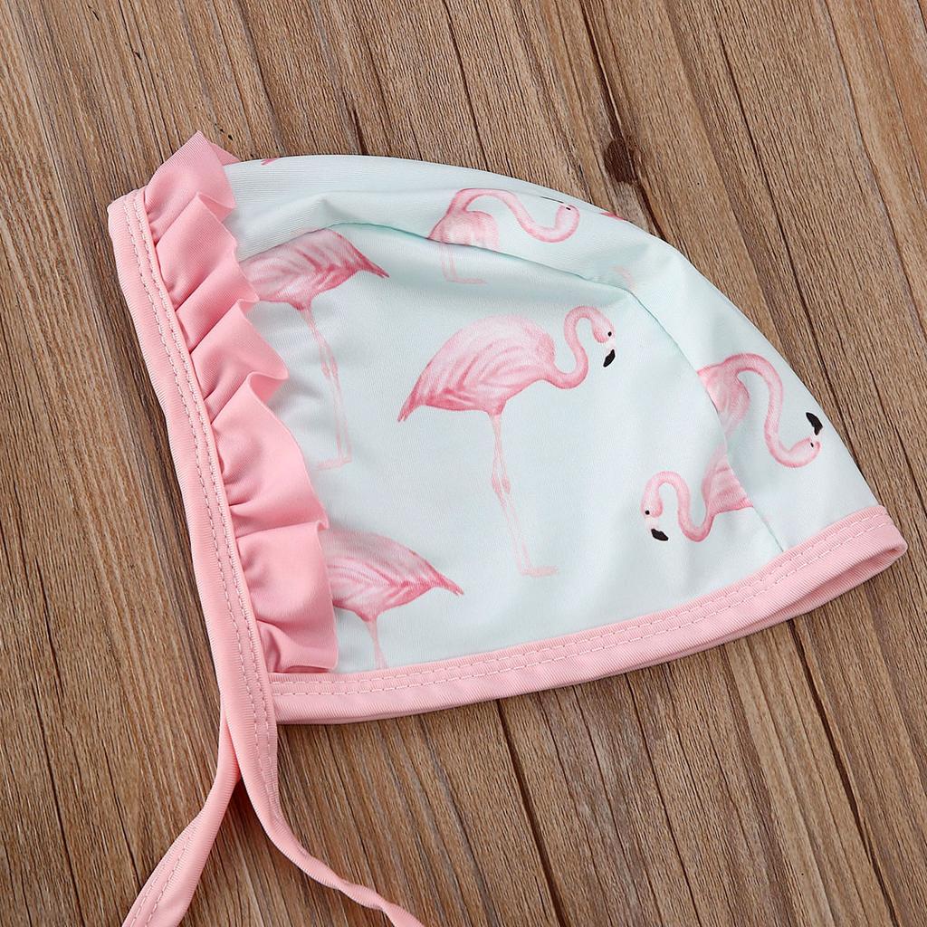 Sommer-Badebekleidung für Babys, Mädchen, ärmellos, mit Schleife, niedlicher Tierdruck, rückenfrei, einteiliger Badeanzug + Rüschenmütze, Kinder, 2-teilig, Strandmode