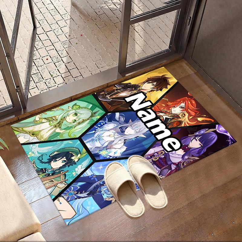 Custom Name Personalized Genshin Impact Print Carpet, Versatile Home Decor Rug, for Playroom, Apartment, Balcony, Entryway, Hallway Gift