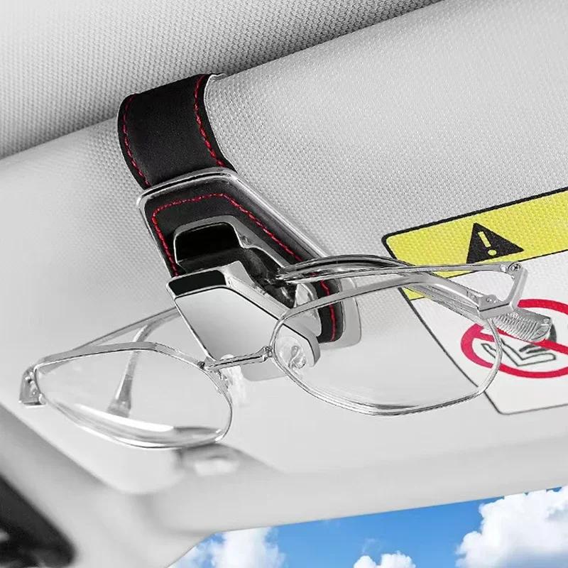 Dla Toyota 2026 Gorące Kołpaki samochodowe etui na okulary skórzany daszek przeciwsłoneczny okulary przeciwsłoneczne metalowy uchwyt samochodowy uchwyt na karty bilety uchwyt na okulary ca