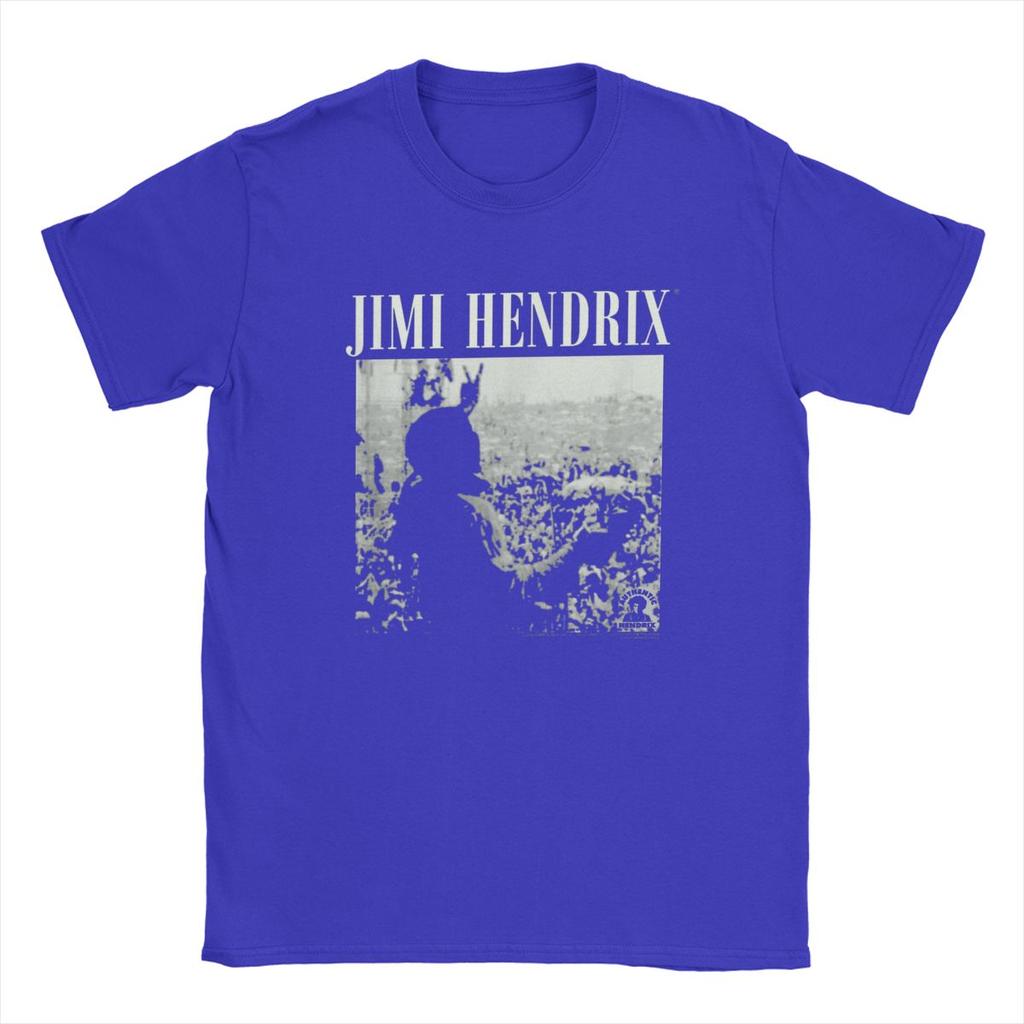 Jimi Męskie Koszulki Rock Hendrixs Na Żywo Na Woodstocku Vintage Gitara Piosenkarz T-Shirty Krótki Rękaw Okrągły Dekolt Koszulki Bawełna Duży Rozmiar Top