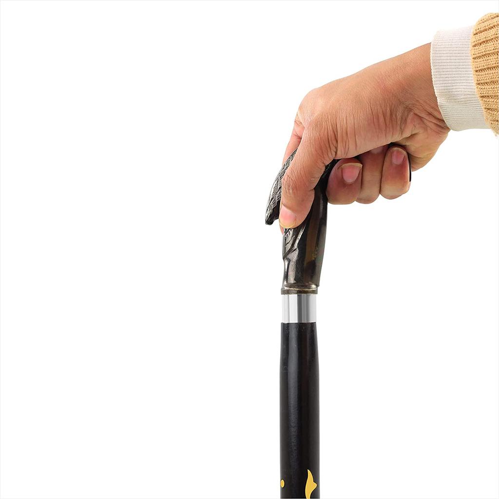 Antique Solid Raven Head Handle Nautical Cane Wooden Walking Stick With Black Body