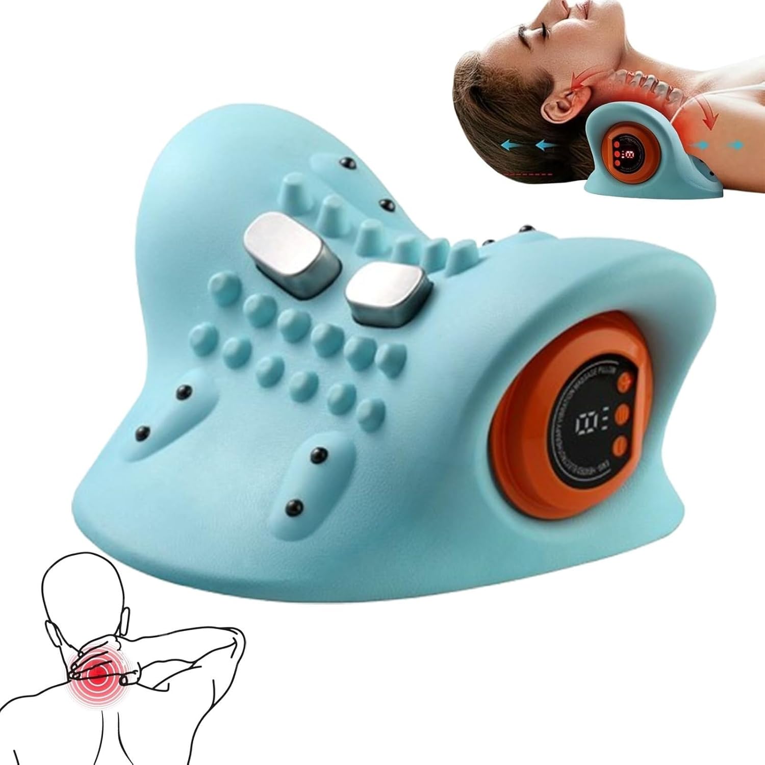 

Новый массажер для шеи Hugterra Relaxer 2024, Портативная массажная подушка шиацу, Устройство для вытяжения шейного отдела позвоночника для спины, шеи и плеч синий