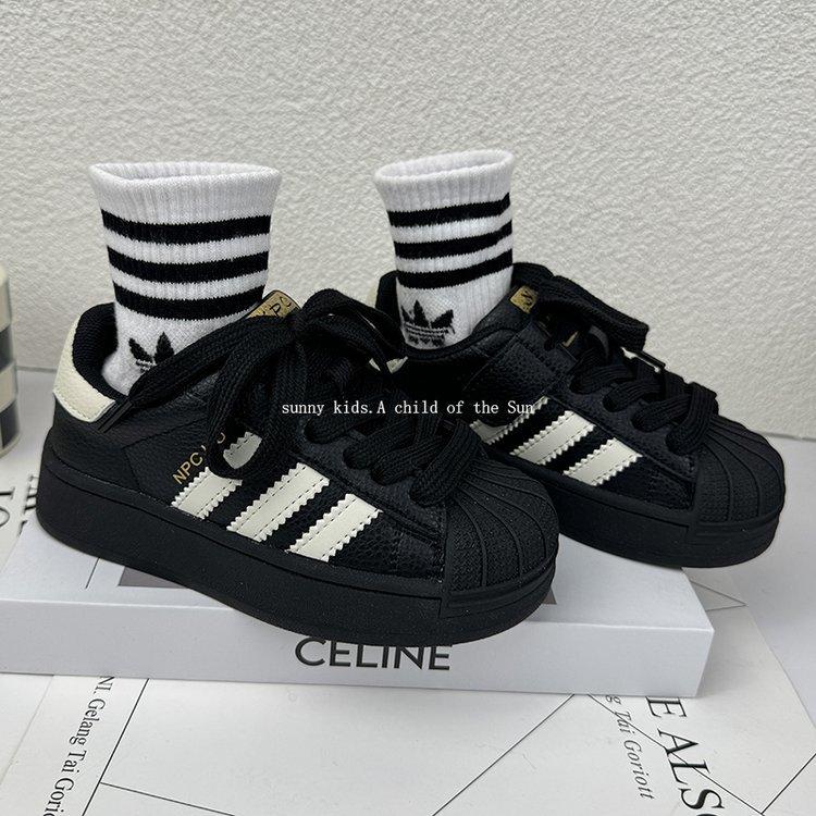 Children's Shell Head Board Shoes Spring and Summer New Girls' Sports Shoes Light and Non-slip Black Boys' Versatile Casual Shoes