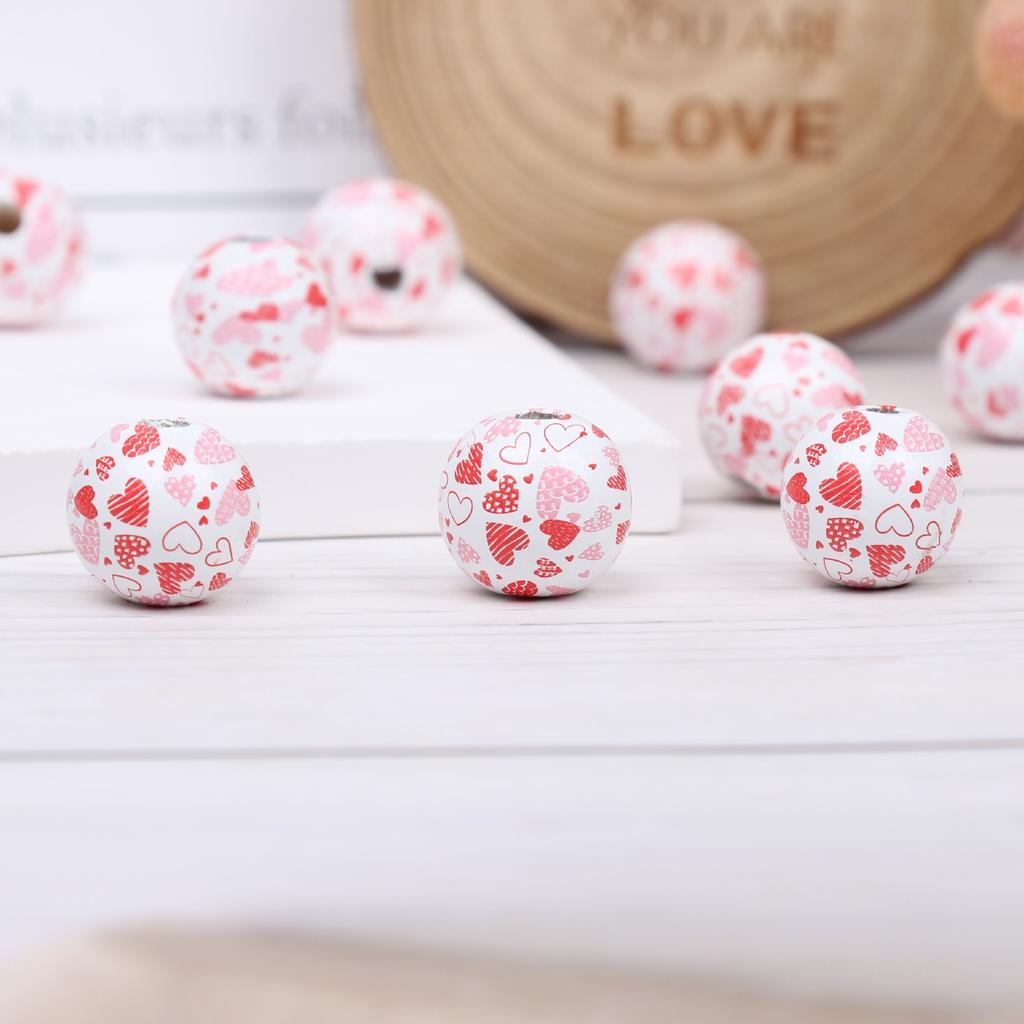 Valentine'S Day Love Wooden Beads Home Decoration Colorful Wooden Beads Wreath Accessories Diy Fringed Hemp Rope Wooden Beads String