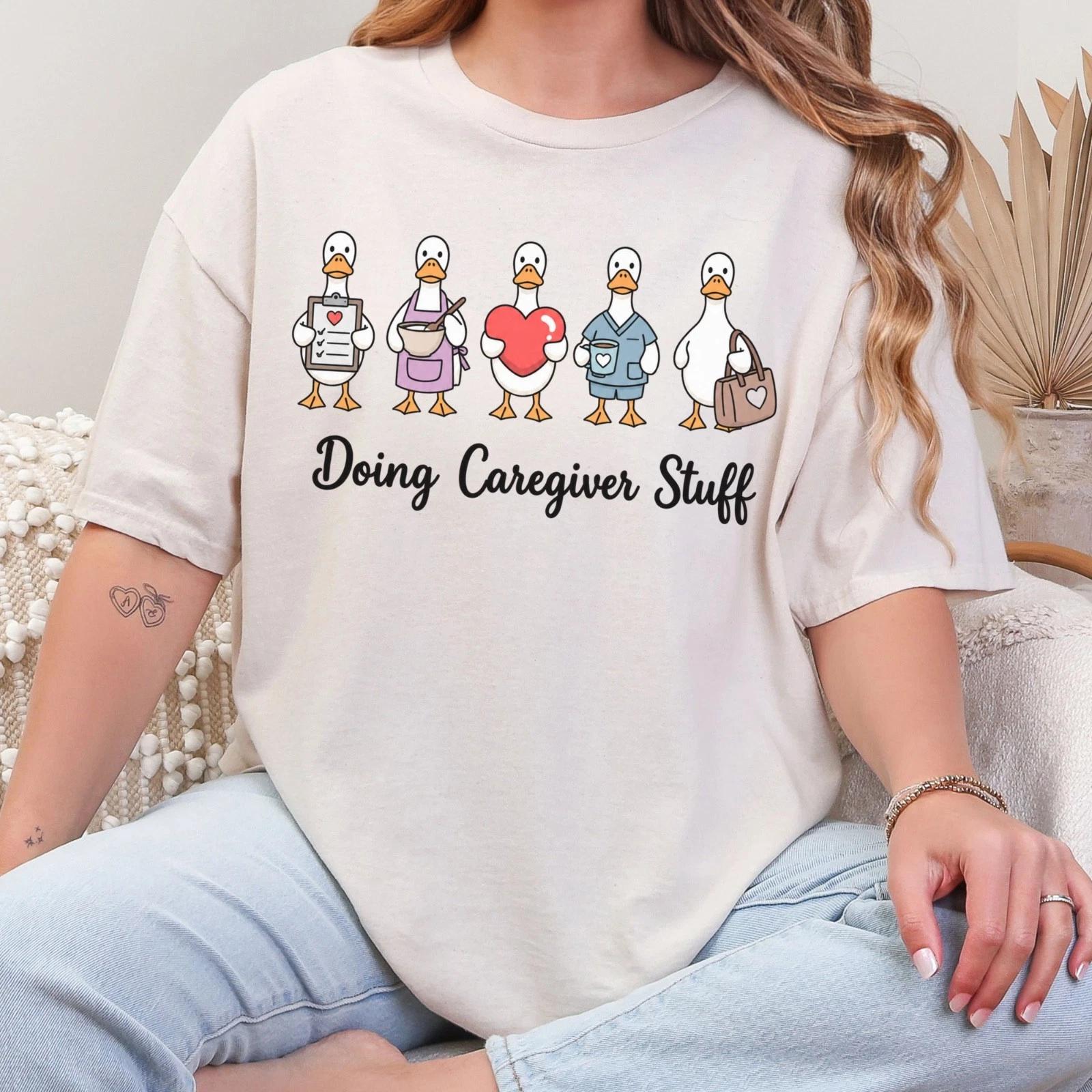 Funny Caregiver Appreciation Shirt, Cute Duck Crew Healthcare Worker Gift XL