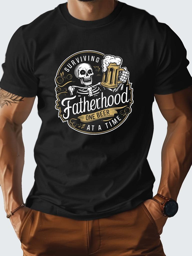 Surviving Fatherhood One Beer At A Time Skeleton T-shirt