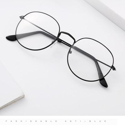 Vintage Metallrahmen Brille Mode Einfache Unisex Runde Schlichte Brille Brillen Anti-Blau-Strahlung Brillengestell Zubehör