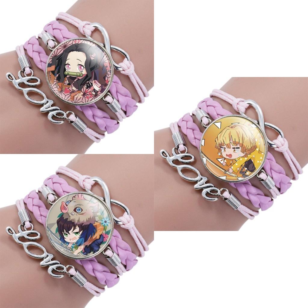 Slayer Demon Bracelet Alloy Glass Pendant Multilayer Woven Accessories Anime