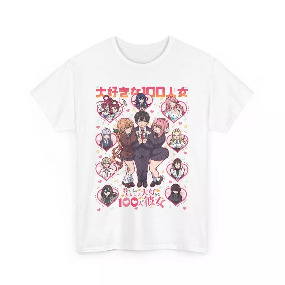 Аниме Арт 100 Девушек Унисекс Футболка из Плотного Хлопка, Футболка Мейдо Мэй Белая Унисекс XXL