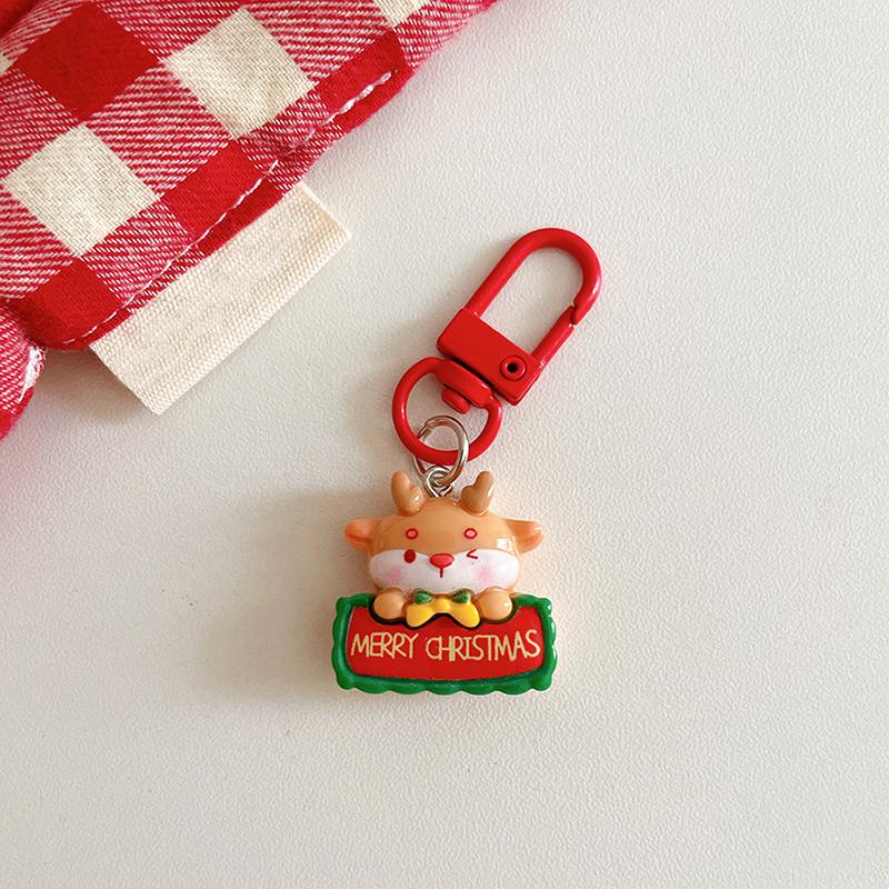 1PC Cartoon Shape Xmas Key Rings For Friends Key Holders Holiday Bag Pendants Part Resin Gifts Multiple Options Available