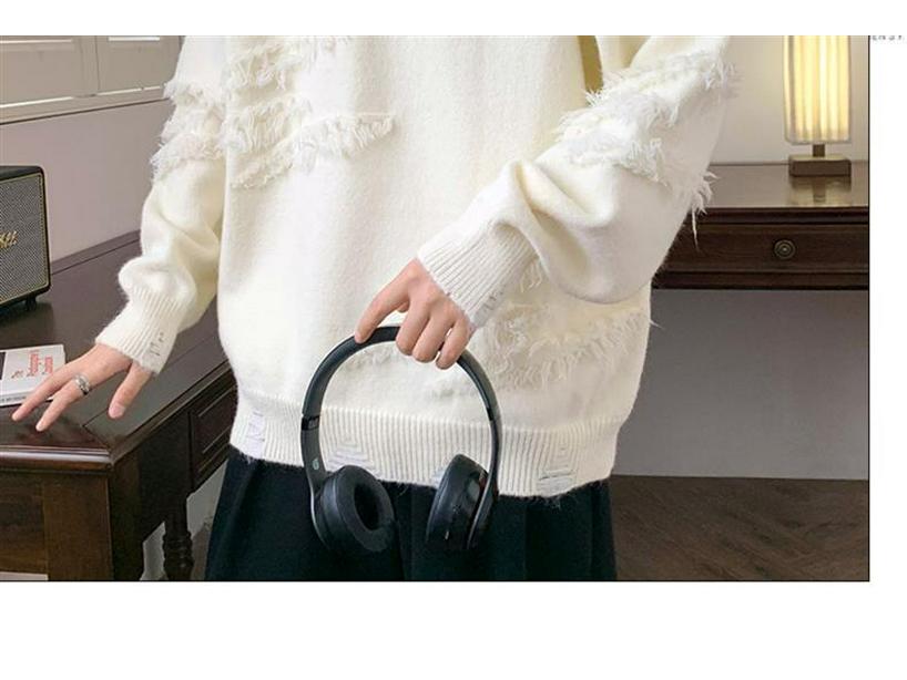 Autumn Winter Men's Solid Color Casual Knit Sweater - Stylish, Loose, Versatile.