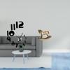 Creative 3D Wall Clock And Rocking Horse Wood Sculpture Artistic Decorative Stylish Ornament for