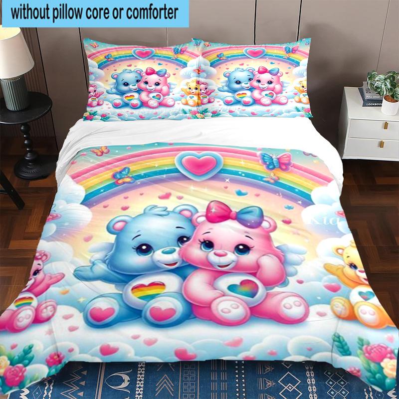 3PCS Rainbow Bears 3pcs Bedding,Including 3PCS Duvet Cover And 2pcs Pillowcases Perfect for Christmas,Ideal for Bedroom, Dormitory