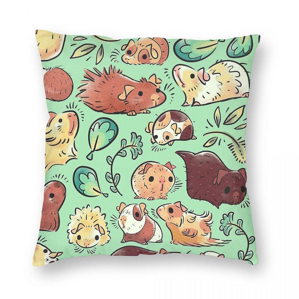 Guinea Pig Huddle Square Pillowcase Polyester Linen Velvet Pattern Zip Decorative Pillow Case Home Cushion Cover 45X45