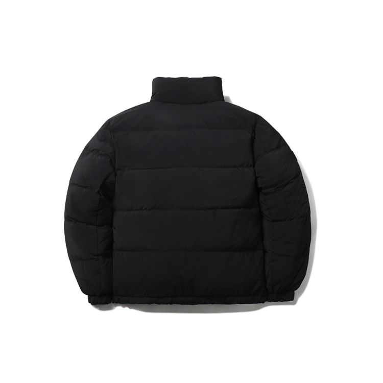 MLB Solid Color Stand Collar Reversible Shiny Puffer Jacket Unisex Jackets Black 31DJ02061-50L