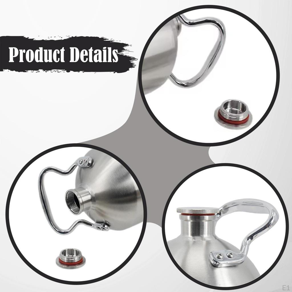 304 Stainless Steel Beer Growler Keg Home Brew Accessories Keep Fresh with Handle,