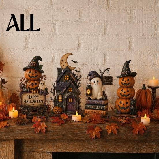 Retro Wooden Holiday Signs Farmhouse Halloween Tabletop Decorations, Table Topper Signs, Spooky Ornaments Pumpkin Ghost Tiered Tray Centerpiece