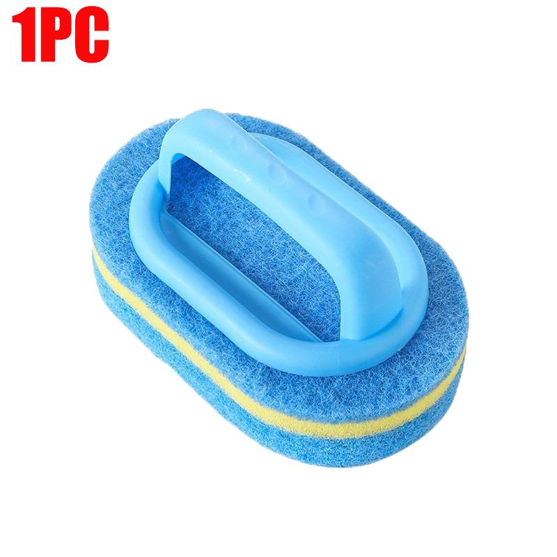 

6/3/1Pcs Household Cleaning Brush with Handle Sponge High-Density Thick Scouring Pad Kitchen Bathroom Toilet Wall Clean Brush