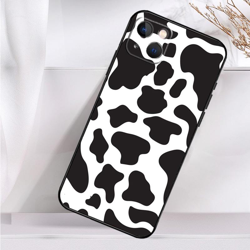 White Black Cow Print Shockproof Case For iPhone 17 15 16 Pro Max 11 14 Plus 12 13 Mini 16e 17 Air Phone Cover
