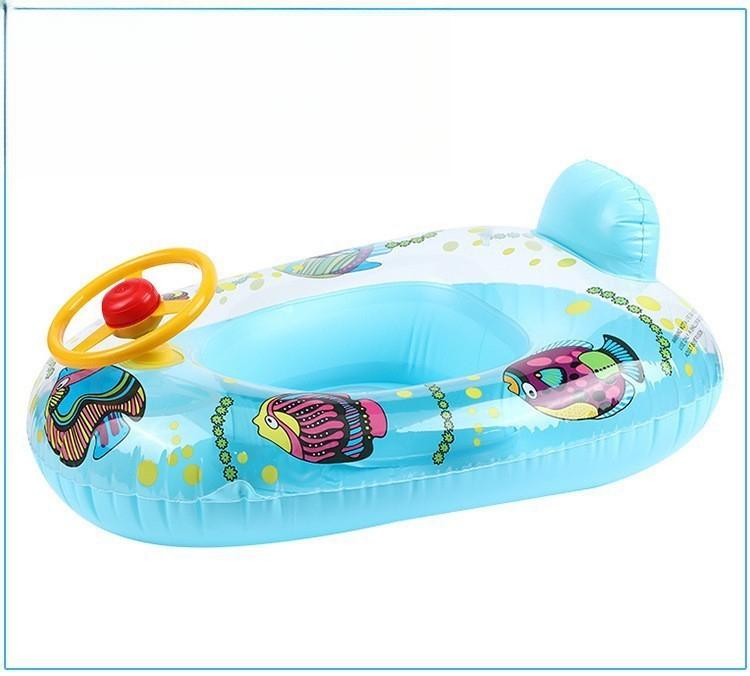Baby Water Toys Swim Ring with Cartoon Animals Outdoor Pool Inflatable Seat Float Boat Water Play Games Accessories for Kids