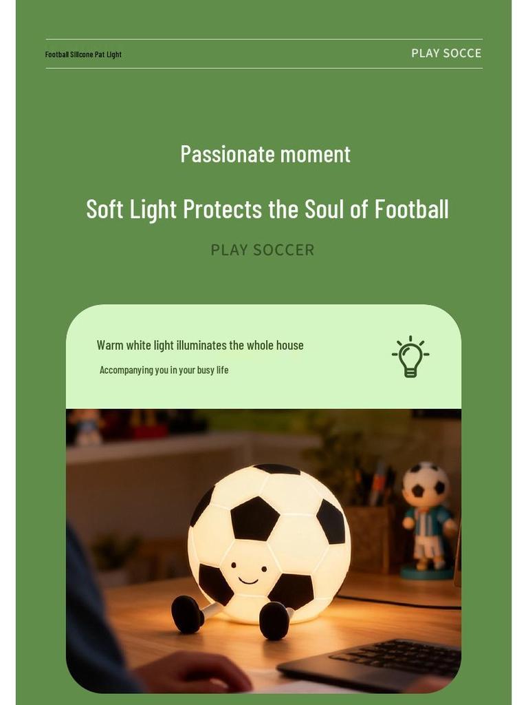 Football Silicone Night Light: Sleep Aid & Mood Lamp for Boys, Timed & Gift-Ready