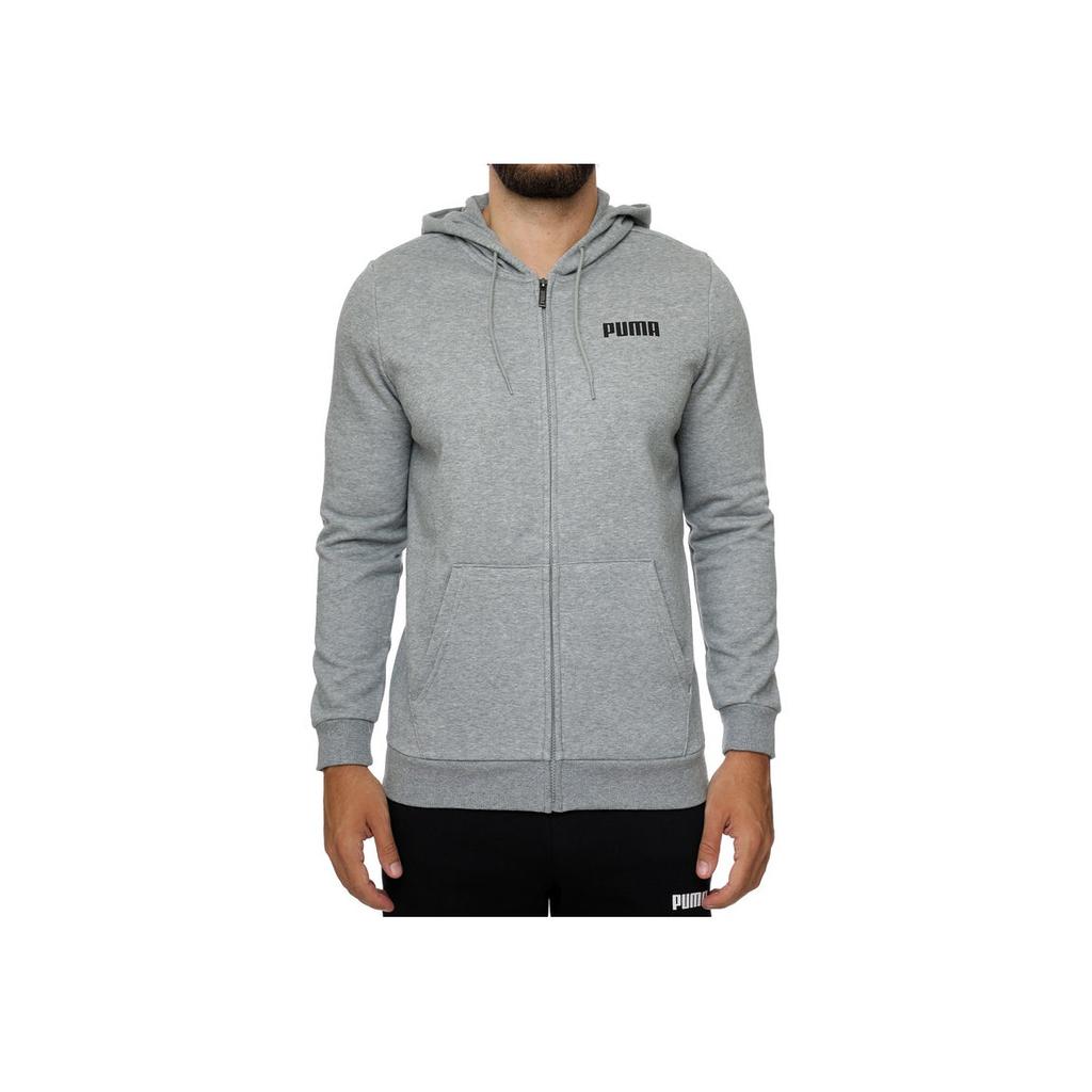 Puma Essentials Full Zip Hooded Sweatshirt Men Sweatshirts Gray 84724202