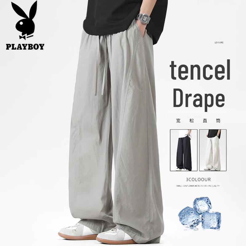 PLAYBOY Men s Casual Tencel Ice Silk Pants 2XL