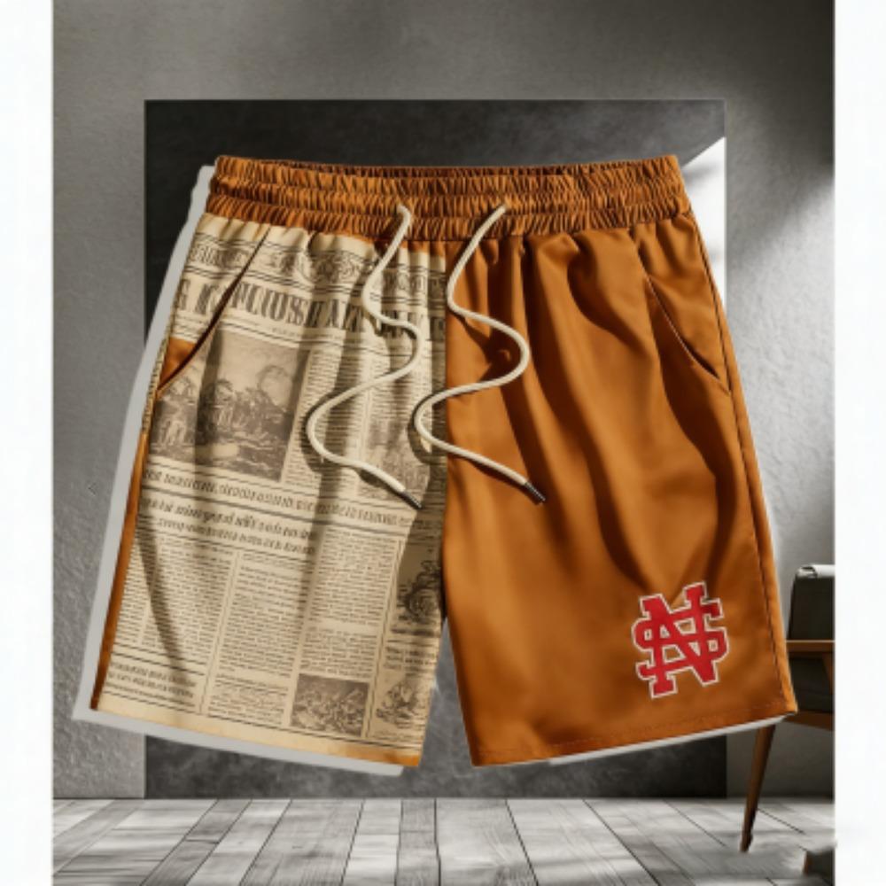 Summer Europe America Grid Stripe Shorts Men's Street Fashion 3D Printed Men's and Women's Trendy Casual Outdoor Sports Shorts