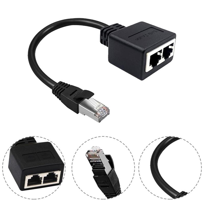 Hub Rj45 Gigabit Übertragung Netzwerkkartenadapter 1 Stecker auf 2 Buchsen Ethernet Splitter Zubehör Hohe Geschwindigkeit Cat5 Cat5E Cat6 Cat7