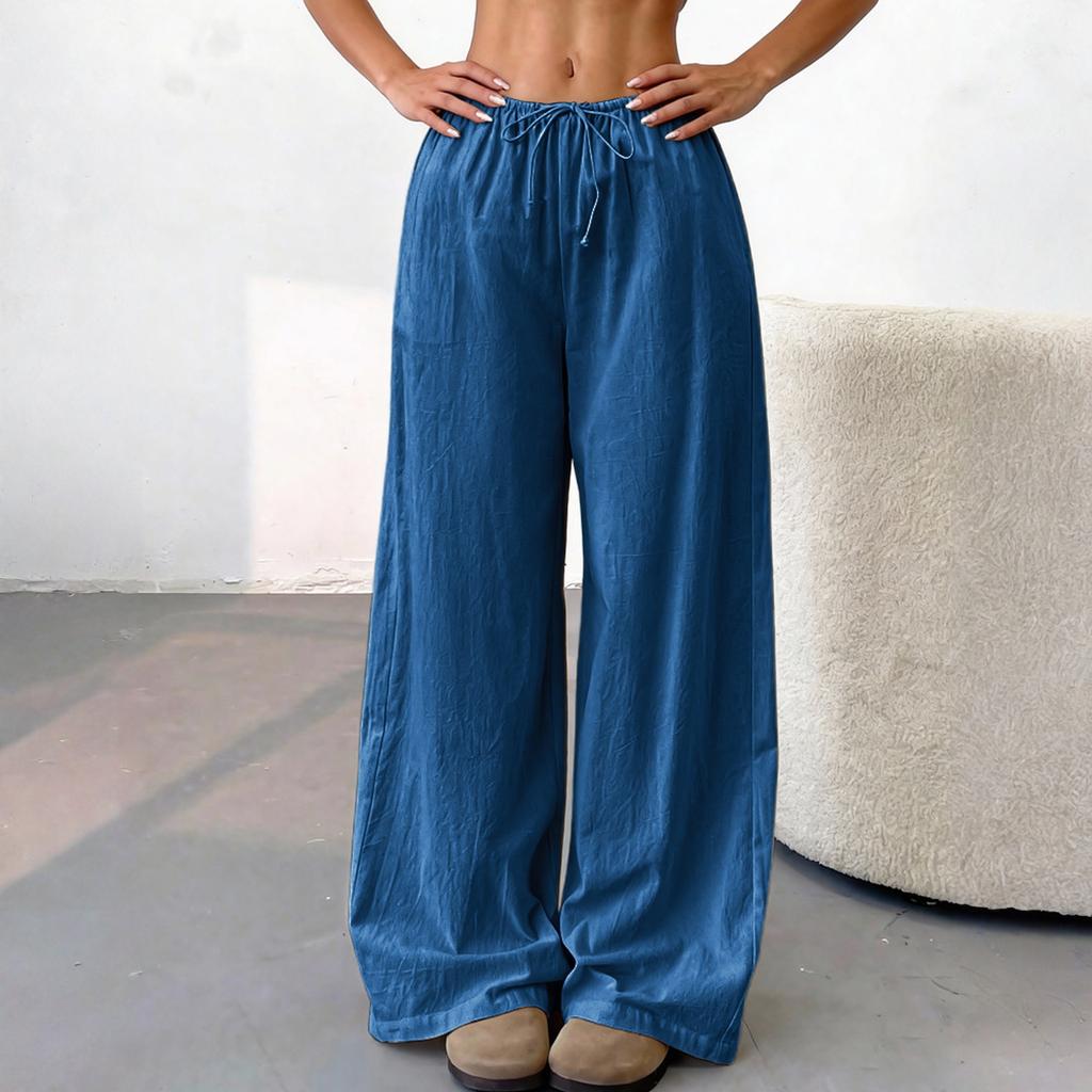 Damenhose, Farbe, Modisch, Locker, Lässig, Alltag, Seitentaschen, Kordelzug, Elastischer Bund, Weites Bein