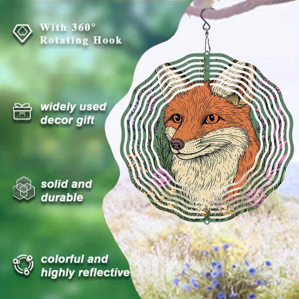 Vibrant Metal Fox Garden Spinner for Outdoor Decor Durable Wind Powered Sculpture for Yard Art and Thanksgiving Decoration Indoor Outdoor Use